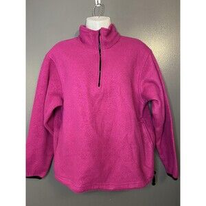 Catalina Fleece Pullover Womens Lrg Magenta 1/4 Zip Mock Neck Drawcord Pockets